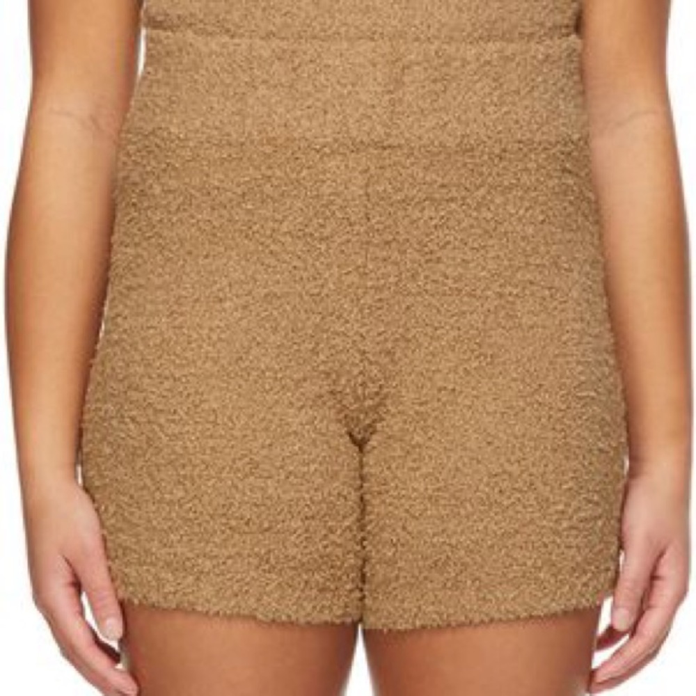 SKIMS Camel Tan Boucle Knit High Waist Shorts